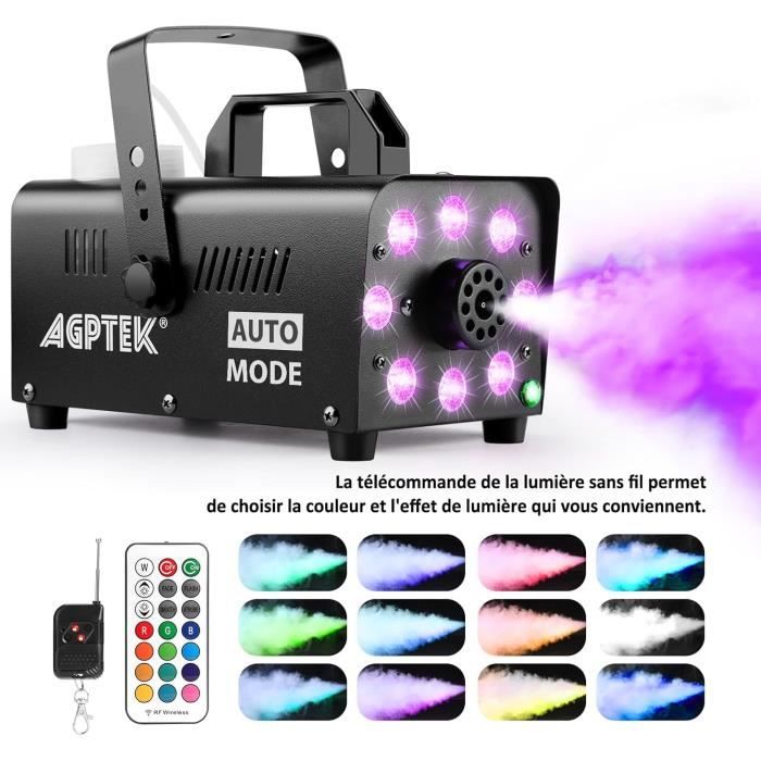 Machine à fumée - AGPTEK - 500 W - Télécommande - 13 lumières LED colorées