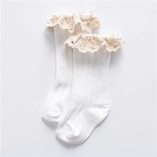 Носки для маленьких девочек, весенне-осенние полосатые кружевные детские длинные носки принцессы, повседневные спортивные носки для детей от 0 до 5 лет