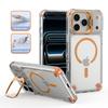 Ударопрочный Прозрачный Магнитный Чехол Для iPhone 17 Pro Max 16 15 14 Plus 13 12 11 Pro Max Air Для Magsafe Металлическая Подставка Чехол
