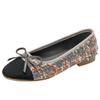 Модные удобные женские туфли Xiaoxiangfeng Ballet Flat Bottom Casual Single Shoes Women's 2024 New Lambskin Round Head Splice Bow