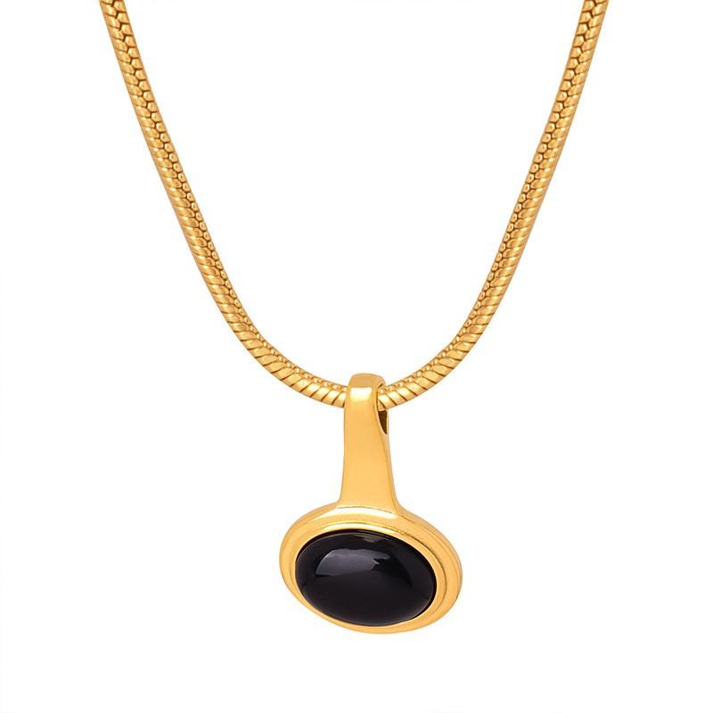 Choker Necklace Snake Chain Glass Pendant 18k Gold Plated Stainless Steel Jewelry Women