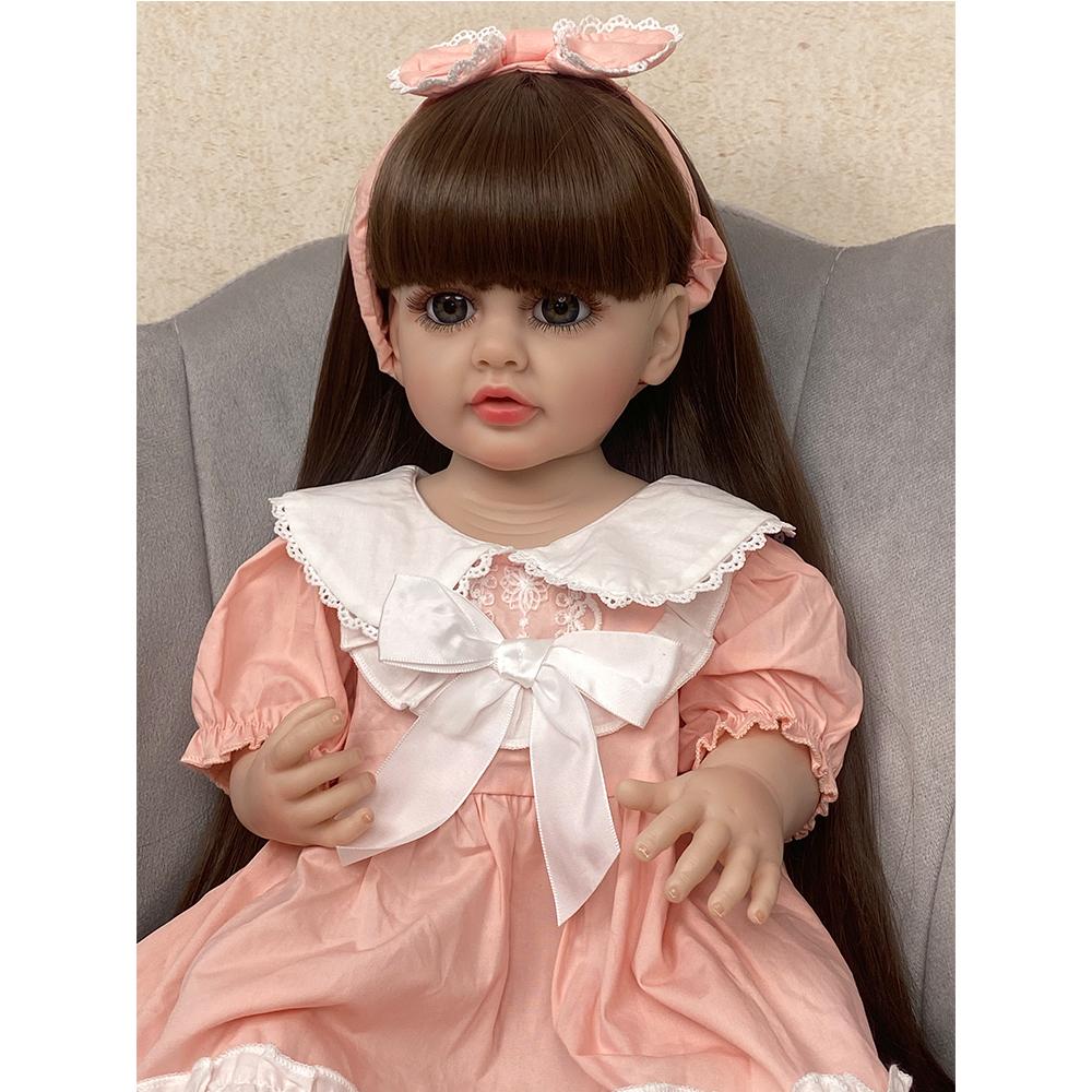 55 см куклы реборн, полностью силиконовые, детские, реалистичные, кукла для новорожденных девочек, розовое платье, водонепроницаемая игрушка принцессы для малышей, подарок для детей