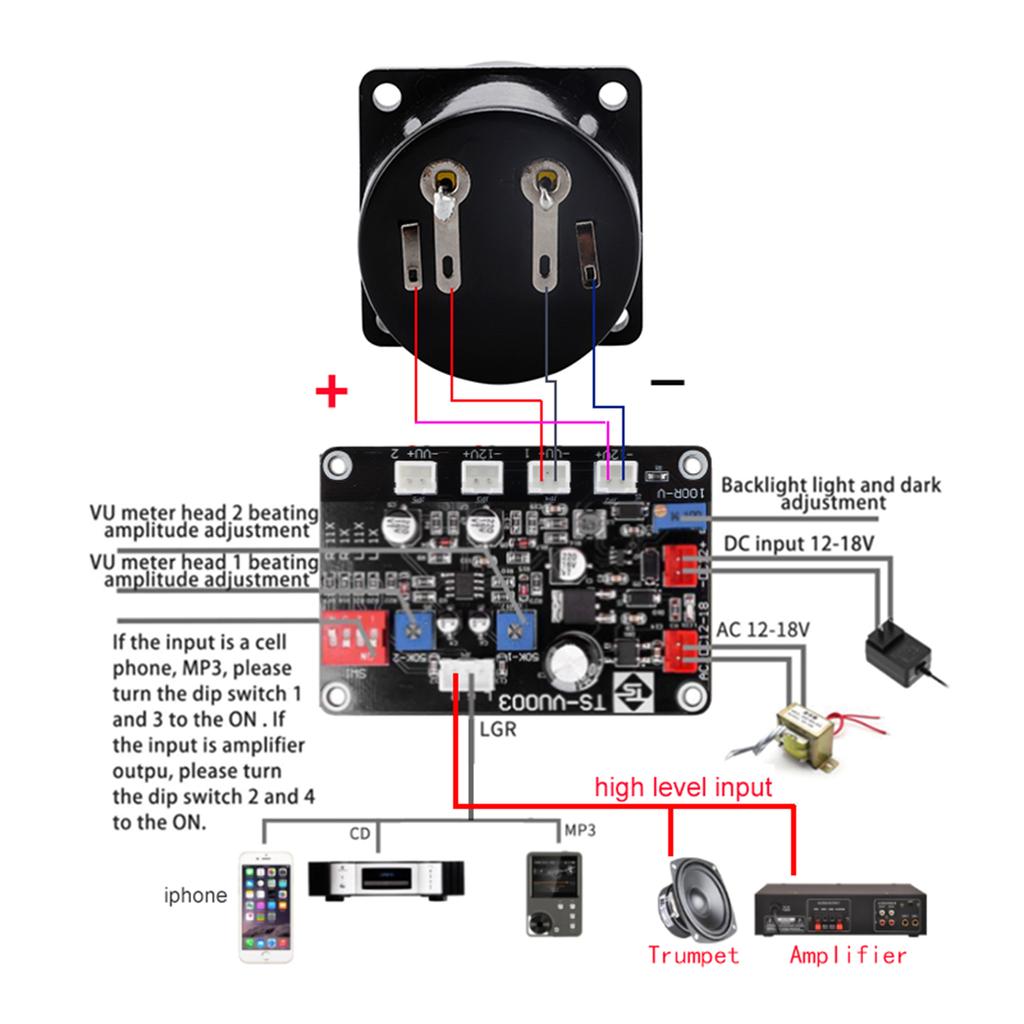 Upgraded VU Meter Warm Back Light with Driver Board Power-Supply 35mm Easy Installation for DIY Quality Plastics Made