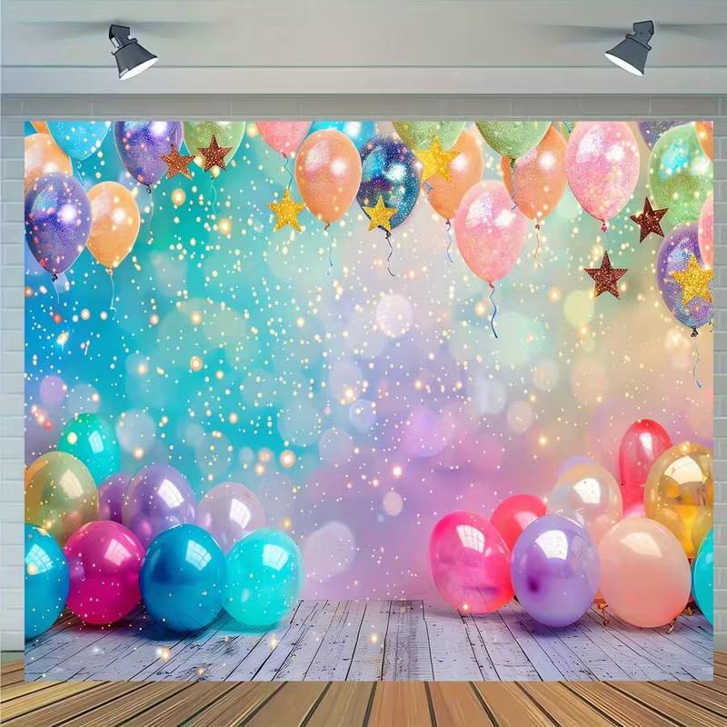 2D Rainbow Colors Birthday Party Backdrop Photography Background Banner