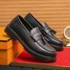 Fashion Italy Style Casual Leather Loafers Men Fashion Flat Designer Business Dress Shoes Fashion Walking Derby Shoe Career Concise Shoe