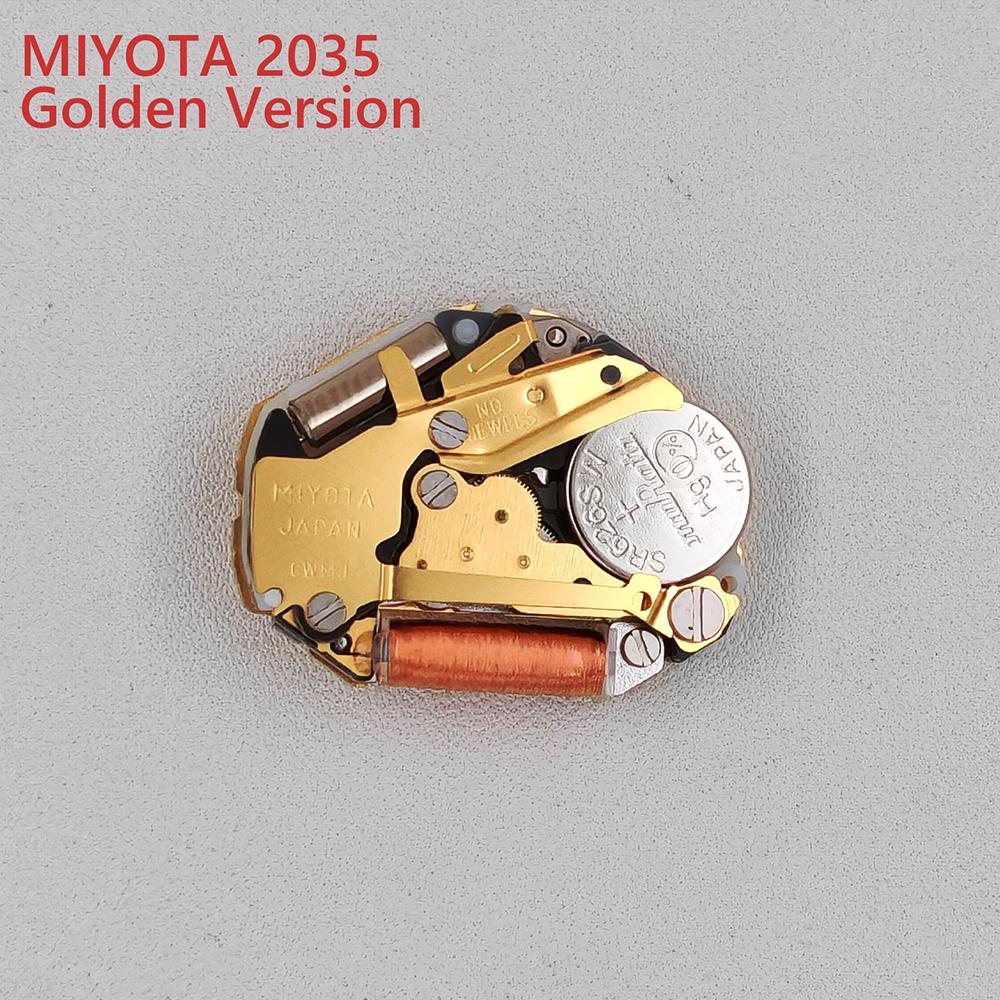 Кварцевый механизм Miyota Golden 2035 Япония Оригинал Запасной Механизм Золотой 2035 Механизм с Батарейкой/Заводной Штоком