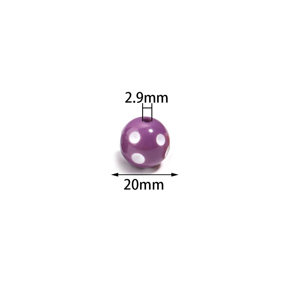 5pcs/lot 20mm White Polka Dot Resin Beads Colorful Round Loose Spacer Beads For Jewelry Making DIY Crafts Pen Beads Accessories