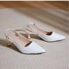 Slingback Sandals Women Summer Casual Point Toe Leather Shoes For Women Low Heels Comfort Mules Party Shoes Ladies