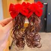 2pcs Cute Baby Wig Hairpin Kids Headwear Red Bowknot Hairclip Children's Bow Wig  New Year Festive