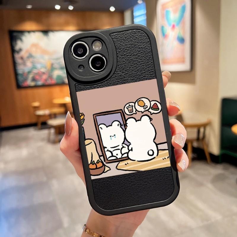 Чехол для телефона с рисунком милого медведя для Apple Iphone 13 14 Pro 11 12 Mini Max X Xr Xs 8 7 Puls, силиконовый чехол из овечьей кожи