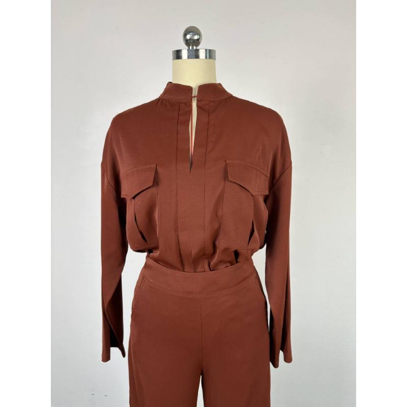 Женский весенний повседневный топ с v-образным вырезом и длинными рукавами больших размеров, широкие брюки, брючный костюм