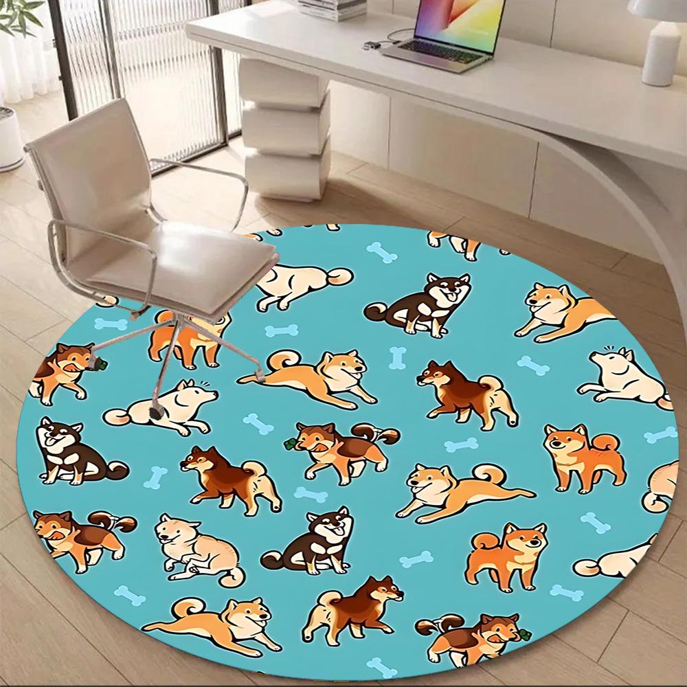 1pc Dogs Bones Office Round Area Rug, Under Office Chairs Bedroom Living Room Home Decor, Room Deco