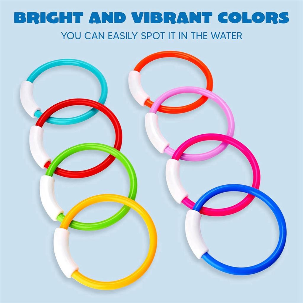 BAAU 16PCS Pool Toys, Colorful Pool Rings for Kids, Underwater Training, Swimming Pool Dive Ring Toy for Kids