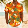 Men's Short Sleeve Hawaiian Shirt Stripe Banana Tropical Fruit Print Loose Casual Vacation Top