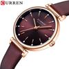 Женские модные наручные часы Curren Karin 9081 с кожаным ремешком - Простой, Красивый, Модный молодежный дизайн