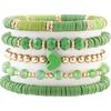 RISHEGAE Heishi Beaded Stretch Bracelets for Women Stackable Polymer Clay Beads Bracelets Friendship Boho Summer Beach Bracelet Jewelry Set