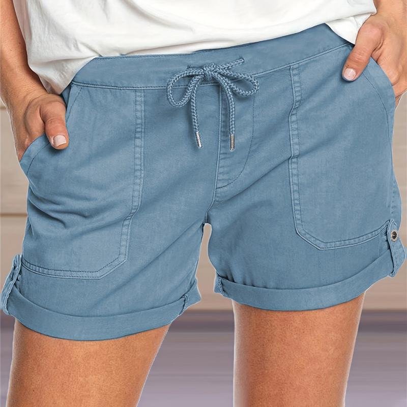 GMXIA Летние однотонные прямые повседневные брюки женские шорты на шнуровке