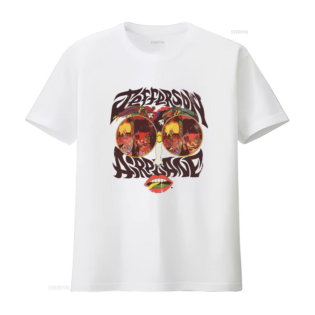 Jefferson Airplane Lips T Shirt Unisexs Retro Rock Band Design Vintage Breathable Casual Slightly Stretched