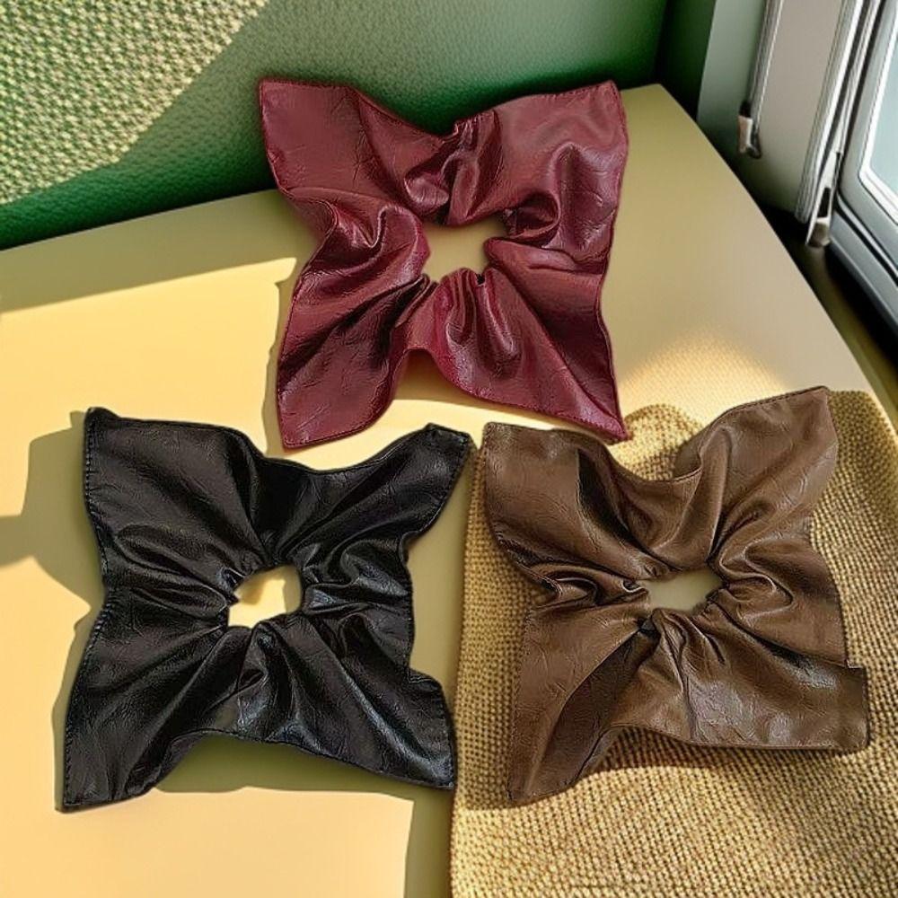 High-end Leather Square Scrunchies Vintage Gentle Hair Ties Hair Rope Women Girls Accessories