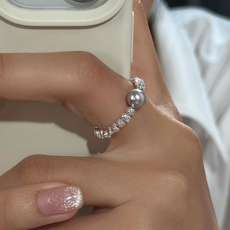 Кольцо с жемчугом, эластичное, женское, литературное, для ношения в несколько рядов, на указательный палец, высококачественное, ручной работы, ювелирное изделие