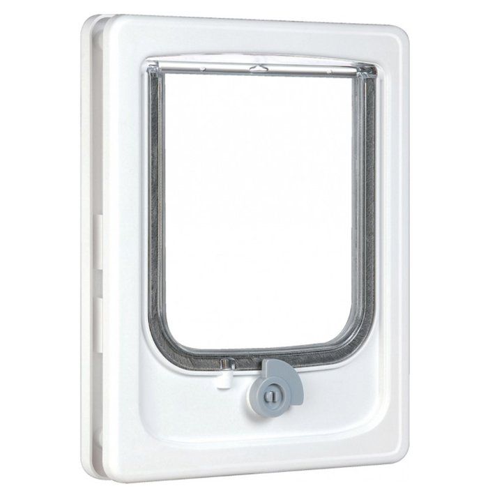 Chatiere 4 positions pour gros chat et petit chien - ZOLUX - L24 x H32,5 cm - Pour porte bois, PVC, métal - Catwalk - Blanc