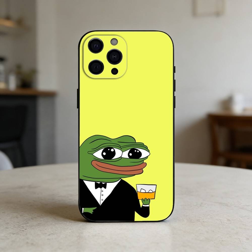 Смешной чехол для телефона с лягушонком Пепе для iPhone 17,16,15,14,13,12,11 Plus,Pro Max,SE4 Мягкий силиконовый черный чехол