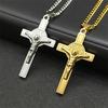 Stainless Steel Gold Color Celtic Crucifix Necklace Saint Benedict Necklace for Women Men Jewery