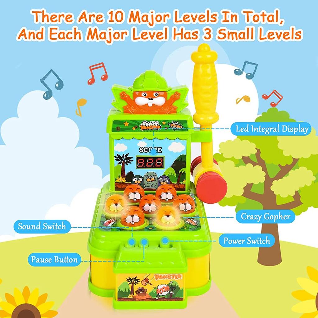 Mini Whack A Mole Game,Hammering Toys,Mini Electronic Arcade Game for Toddlers Ages 3 and Up,Developmental Game Interactive Toy Gift for Boys Girls