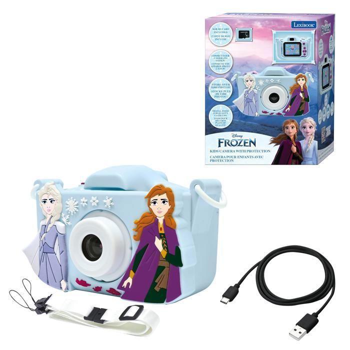 Lexibook - Appareil photo enfant avec protection - 4 en 1 - Reine des neiges - Carte mémoire 8go - Étui - Photo, Vidéo, MP3, jeux