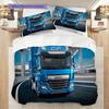 Dynamic Blue Truck Highway Bedding (1 * duvet cover + 2 * pillowcase, without core) 2D Flat Bedding set Christmas birthday gift Soft and comfortable