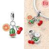 Charms Copper Orange Watermelon And Cherry Pendants Fit Charms Plata Original Bracelet Women Jewellery Making Diy Gifts