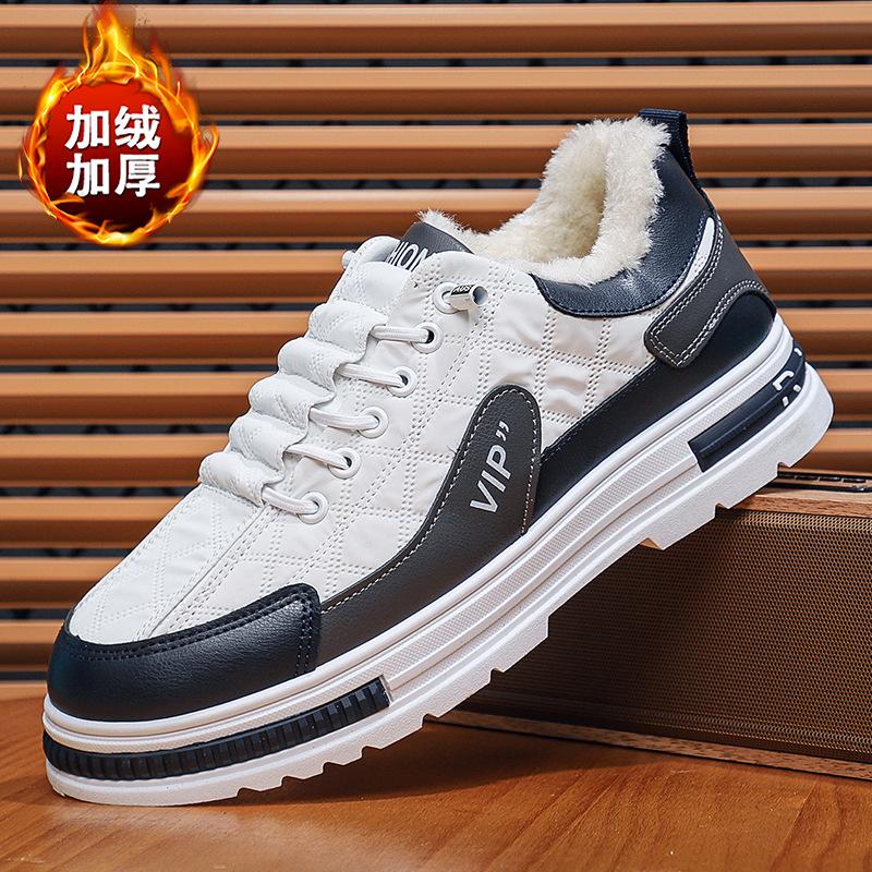 2025 зима новая большая размер теплая мужская обувь бархатные низкие ботинки-инструменты мужская повседневная модная обувь спортивная хлопковая обувь