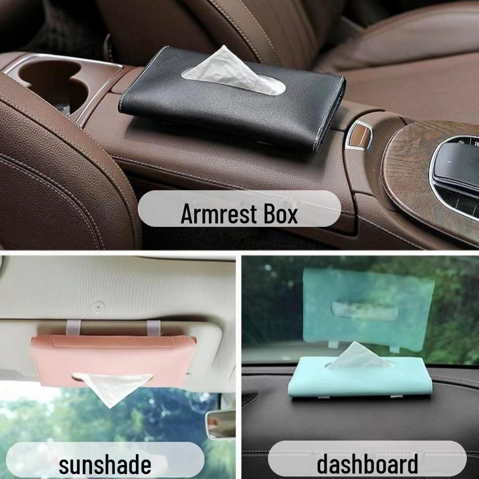 Кожаный автомобильный солнцезащитный козырек и подлокотник, коробка для салфеток - мультяшный дизайн