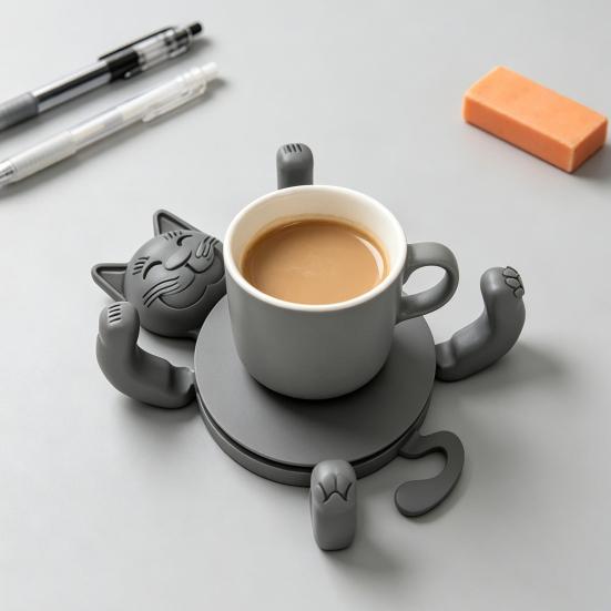 3D Печать Кошка Подставка под стакан Смешная Милая Подставка для кружки Кошка для Напитков Бар Кухонный Стол Декор для Вечеринки Подарки на День Рождения для Любителей Кошек