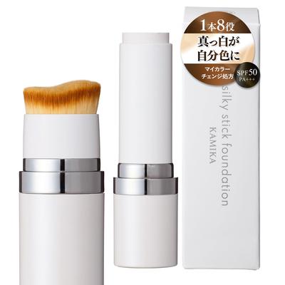 KAMIKA Шелковистый стик с белым тональным кремом Pure White, который подстраивается под ваш собственный тон, тональный крем для сияющей кожи, средство «всё в одном», SPF50/PA+++, кисть,