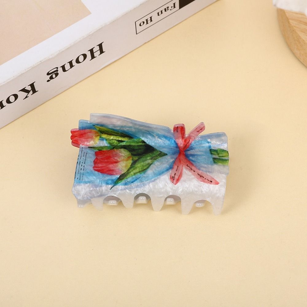 Acrylic Ocean Animal Claw Clip Irregular Jellyfish Shark Clip Double-sided Printed Hair Claw  Lady