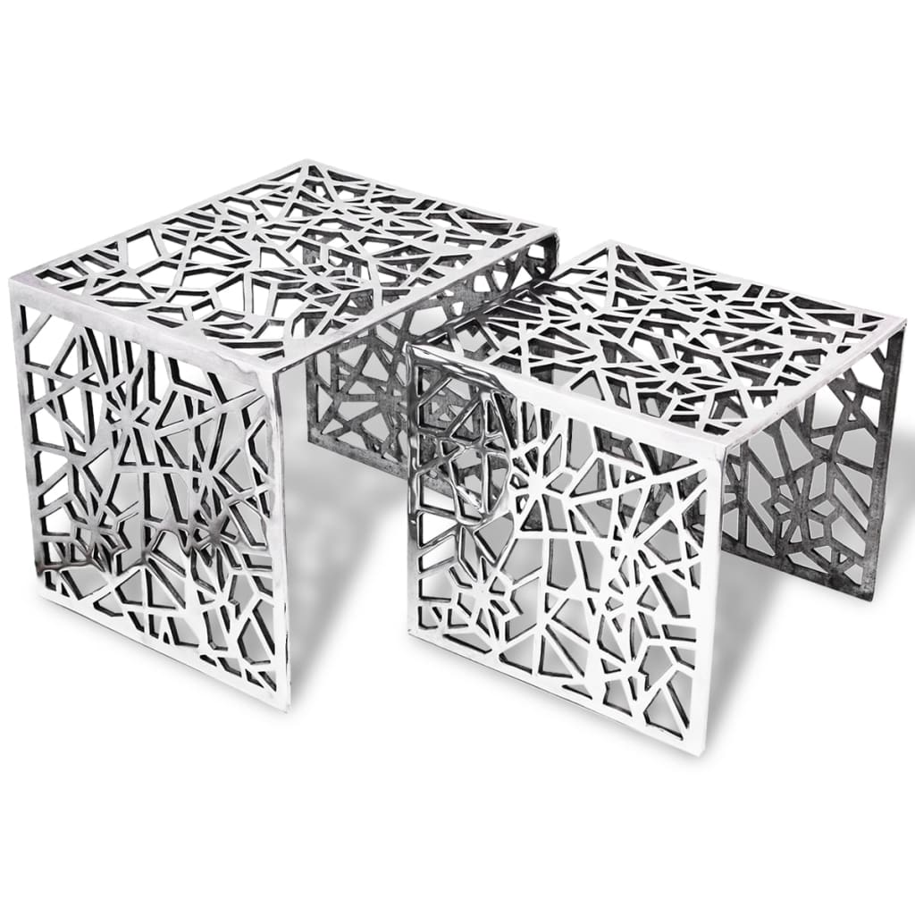Vidaxl 2-Częściowy Stolik Boczny Kwadratowy Z Aluminium, Srebrny