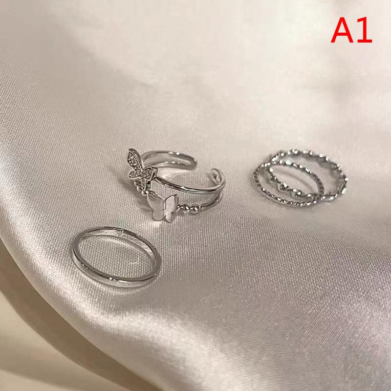 Fashion Butterfly Metal Punk Rings Set For Women Teen Jewelry Gifts