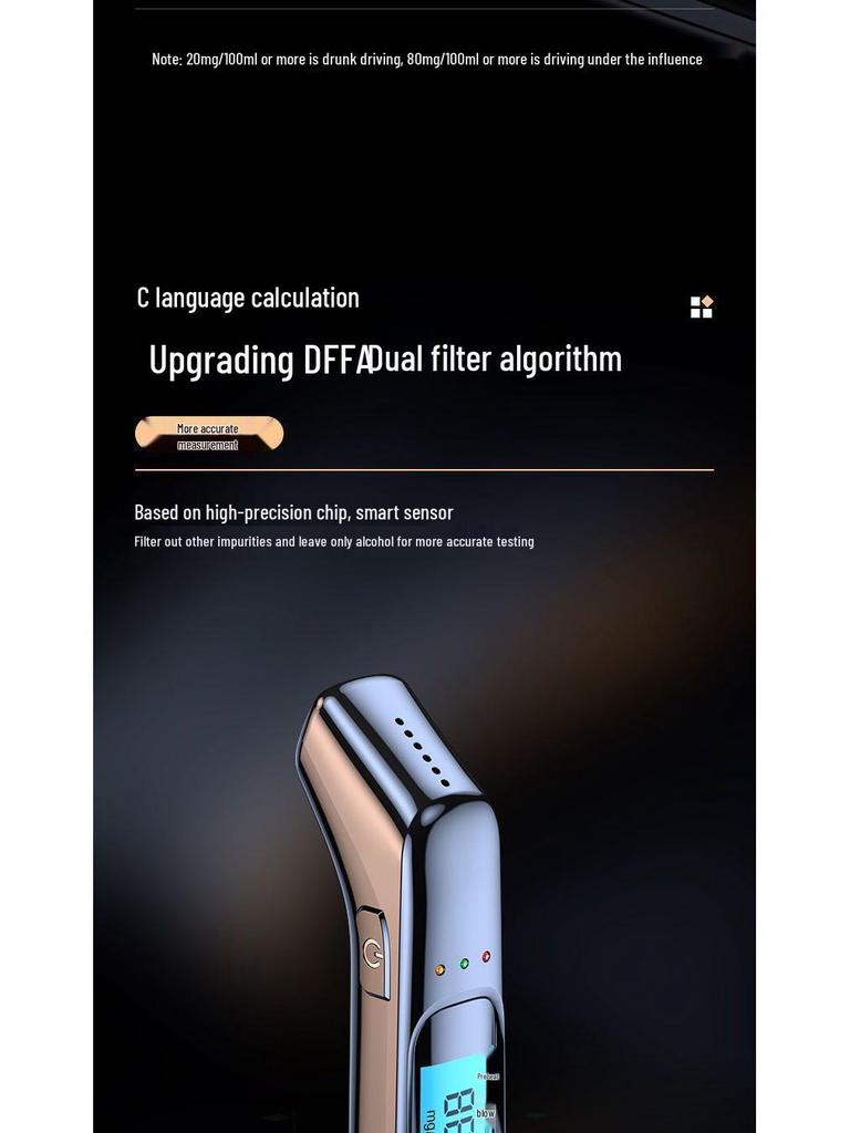 High-Precision Electronic Breathalyzer Alcohol Tester for Drunk Driving.