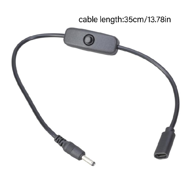Адаптер-удлинитель питания Type C Female на 5.5x2.1mm Male, зарядный кабель с переключателем для камеры, светодиодного освещения