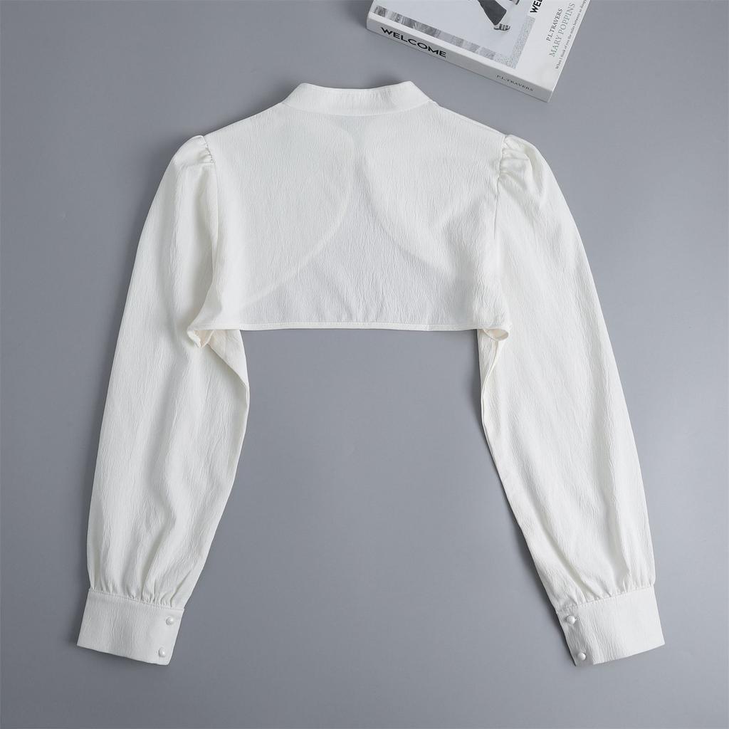 Women Long Sleeved Shoulder Wraps Fake Collar Classic Half Shirt Small Cape Detachable Sweater Blouse False Collar Accessories