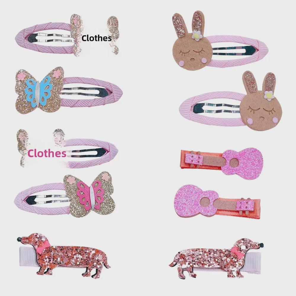 Детские блестящие аксессуары для волос с животными: Заколки-невидимки «Кролик», «Бабочка», «Гитара», «Щенок»
