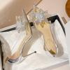 Темпераментные туфли на высоком каблуке Весна новая остроносая мелкая горловина пайетки бант-бабочка линия с водонепроницаемыми нескользящими высокими каблуками