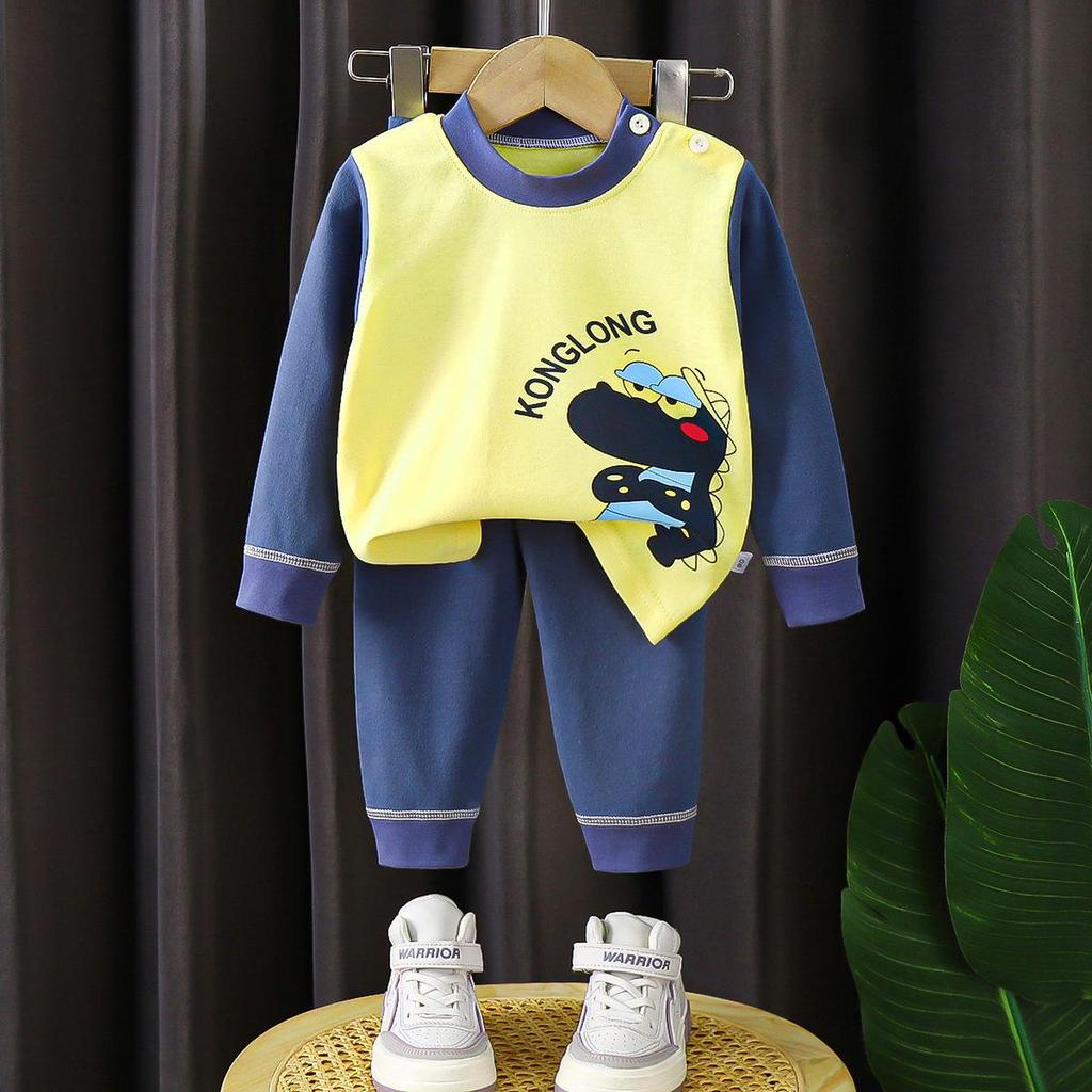 Kids' Pure Cotton Underwear & Homewear Set - Boys & Girls Autumn Cartoon Clothes & Trousers