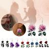Fashion Acrylic 2D Flat Rose Earrings Romantic 2D Flat Rose Forest Flower Jewelry Earrings Styl B5I0