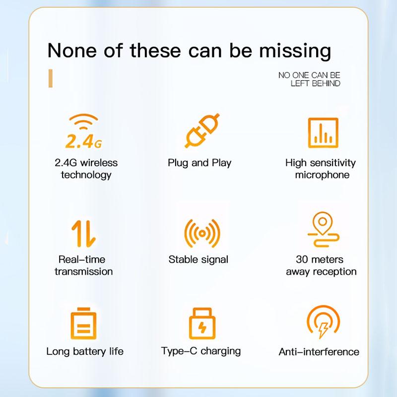 2.4GHz Wireless Lavalier Microphone Head-mounted Microphone Set with Receiver for Amplifier Voice Speaker Teaching Tour Guide