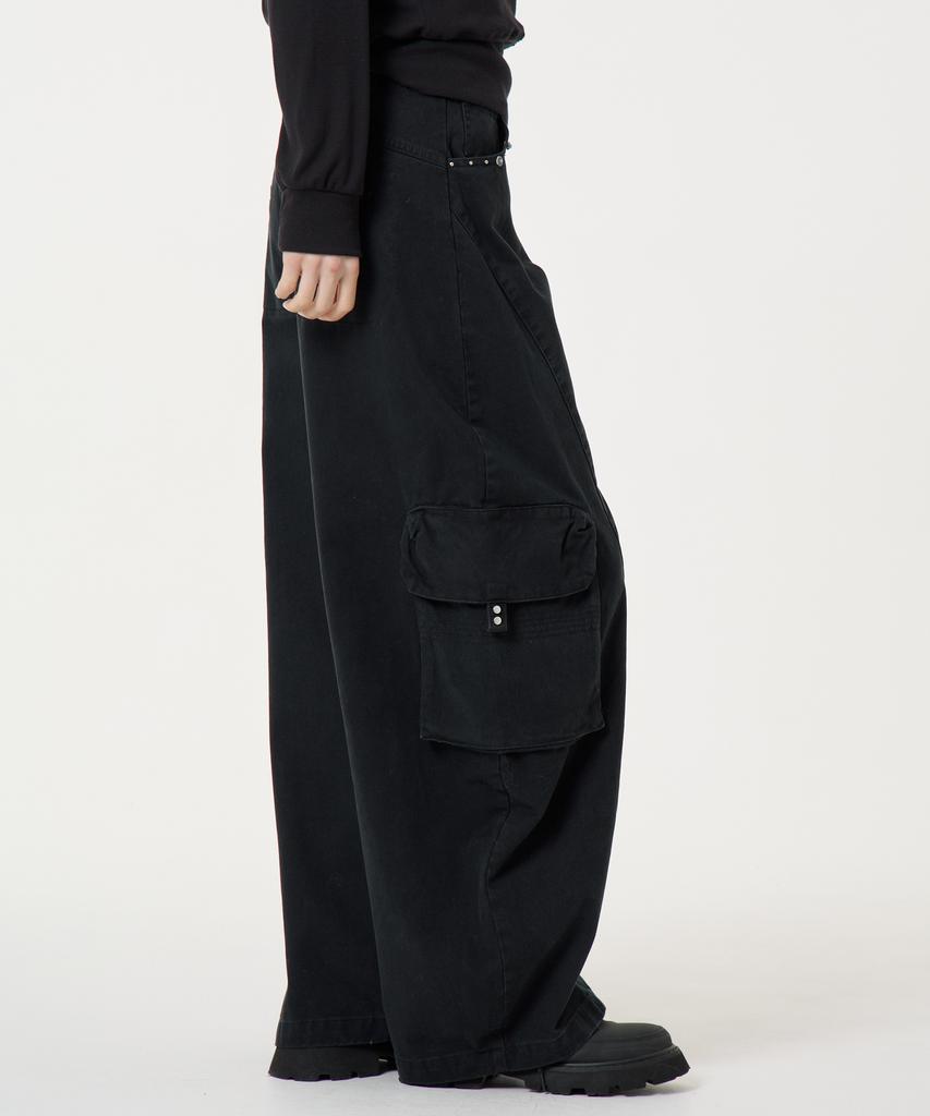 UNKNOWN PLANET Curved Cargo Cotton Pants Black