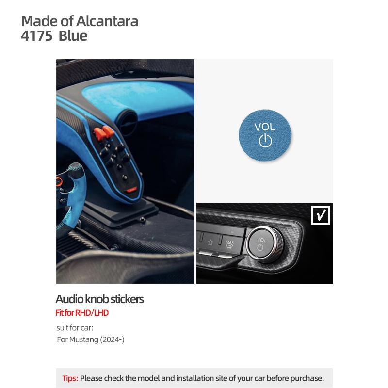 Make of Alcantara Betterhumz For Ford Mustang GT 2024 2025- Car Center Console AD Volume knob Trim Stickers Interior Accessories