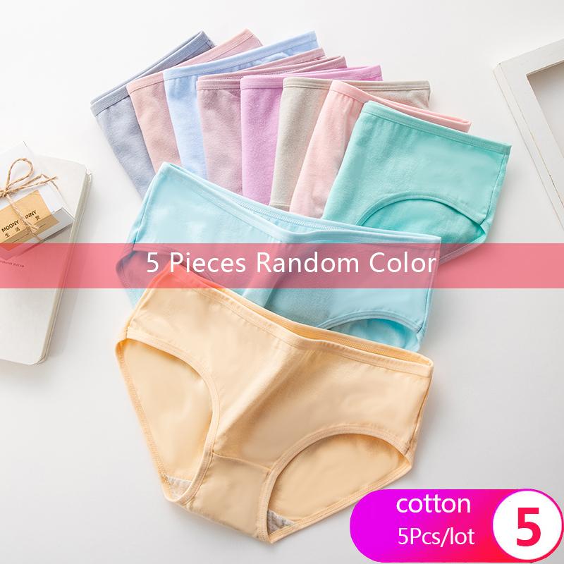 5Pcs Women‘s Panties Cotton Breathable Underwear Seamless Cute Bow Girls Briefs Female Lingerie
