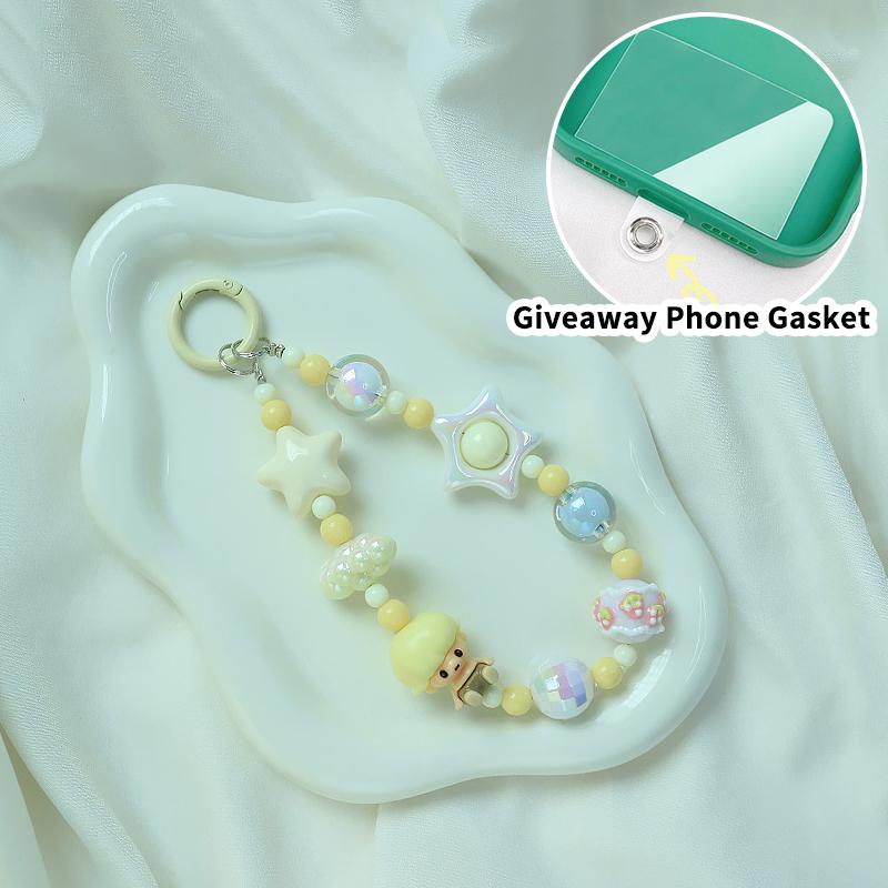 Милая мультяшная кукла, бисерный ремешок для телефона, брелок для рюкзака, брелок для ключей, кулон, анти-потеря, ремешок для телефона для iPhone, Samsung, подарки для девочек